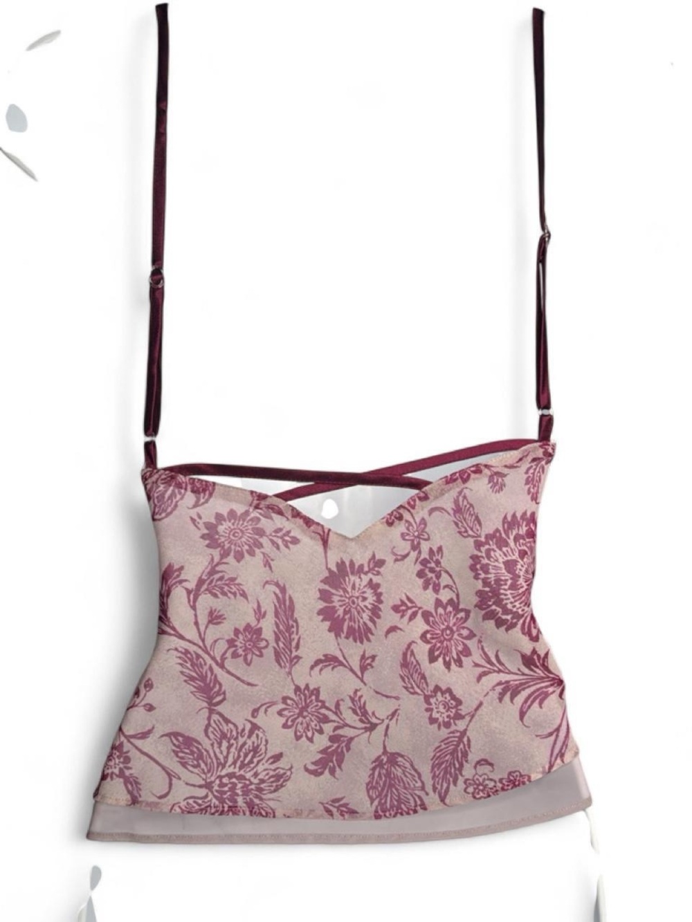 Vitnage Y2K  Valerie Stevens Pink Floral Slip Tank Top - Picture 2 of 3